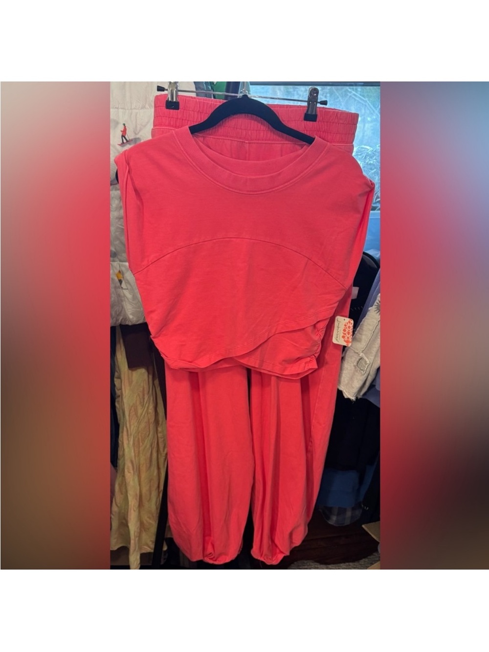 NWT Free People FP Movement Hot Shot Crossover Set - electric sunset pink- Large - Picture 7 of 11